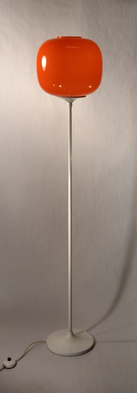 murano glas orange kugel stehleuchte floorlamp italy 1960 