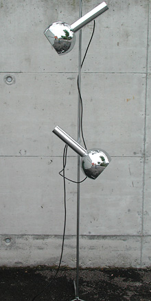 sehr grosse chromspot doppelleuchte 70erjahre - stil baltensweiler