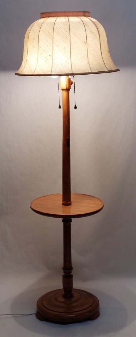  Jugendstil Stehleuchte Holzablage Biedermeier Kirschbaum 1900