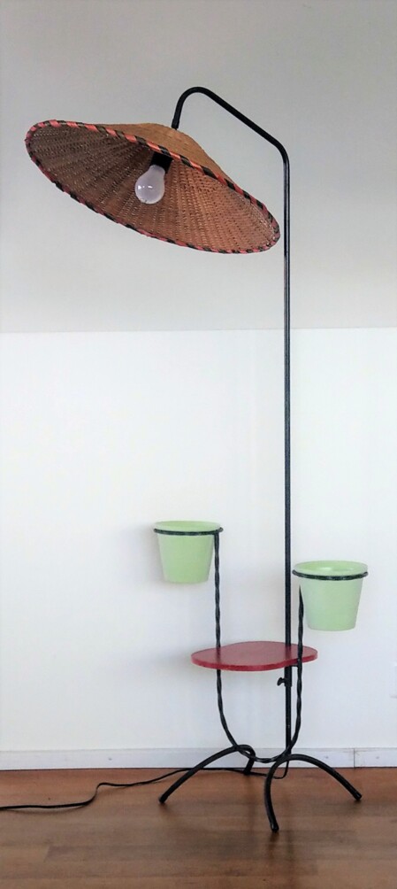 coole fifties stehleuchte Vietnam Bambusschirm 50s design