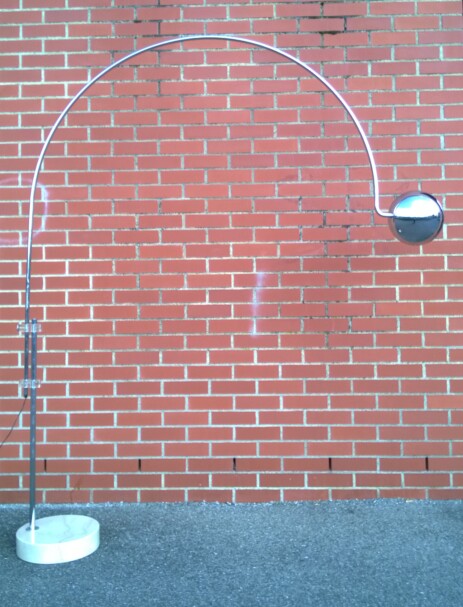 Belux Bogenleuchte Chrom und Marmor 1970 fast so gross wie Arco Flos