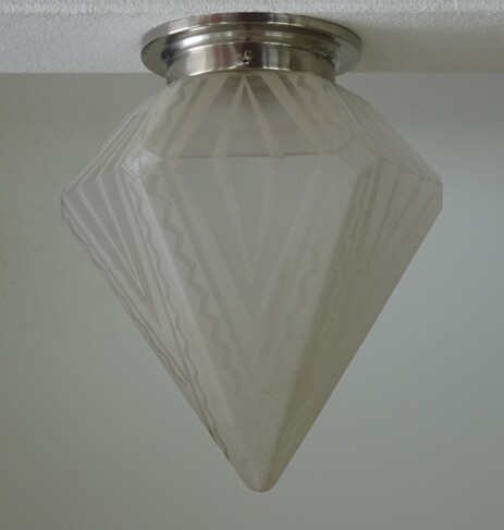geometrisch geätzte art déco pyramide deckenleuchte 6eckig 