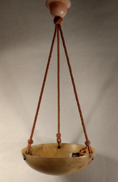 alabasterschale schön gemasert beige  35 cm um 1920